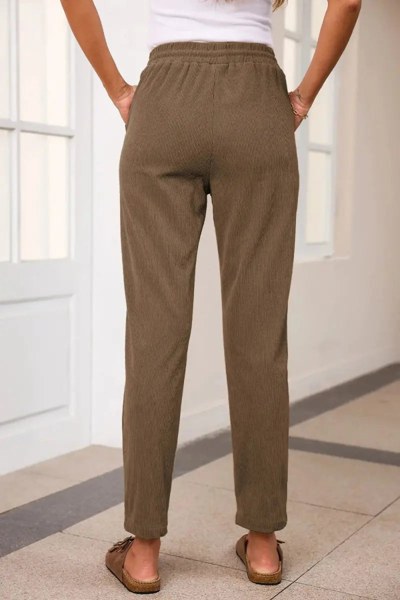 Comfortable Drawstring Straight Pants with Pockets - Love Salve